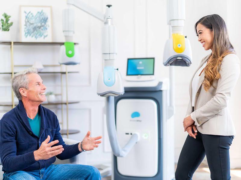 TMS treatment room with patient and clinician